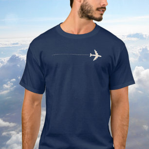 Camiseta avião do viagem com linha pontilhada