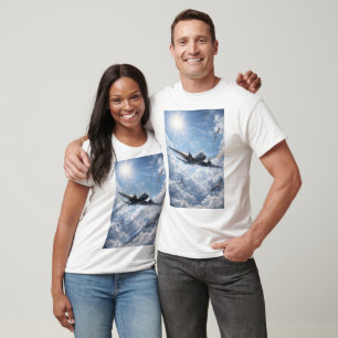 Camiseta Avião e Pássaros em Harmonia Sob o Sol