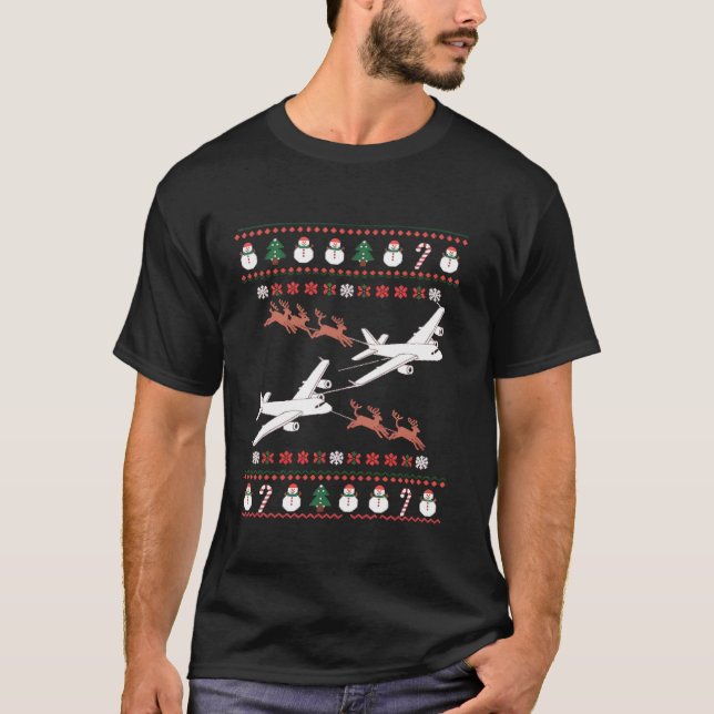 Camiseta Avião festivo Reindeer Ugly Christmas Sweater P (Frente)