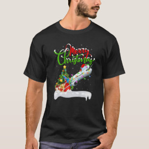 Camiseta Avião Funny Lover Xmas Papais noeis de iluminação