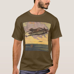 Camiseta Avião Hidroavião de Ficção Científica Vintage