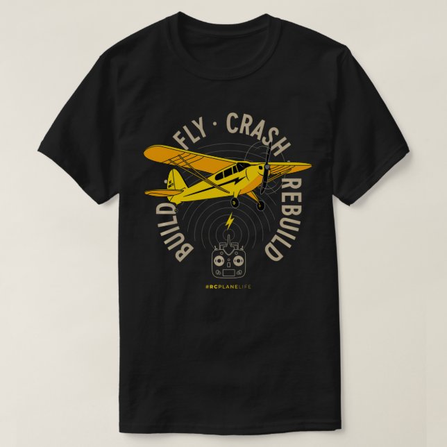 Camiseta Avião Modelo RC Plano Amarelo Cra (Frente do Design)