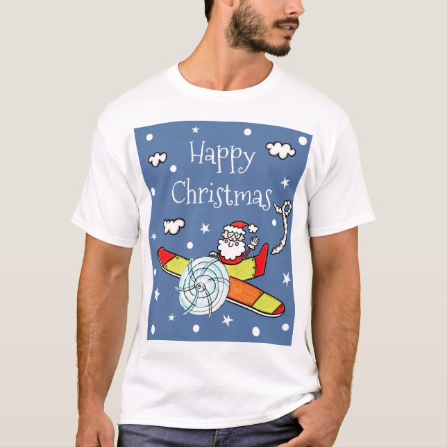 Camiseta Avião Pai Natal Personalizado Papai Noel (Frente)