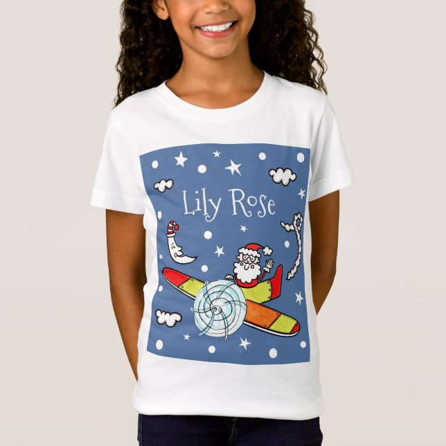 Camiseta Avião Pai Natal Personalizado Papai Noel (Frente)