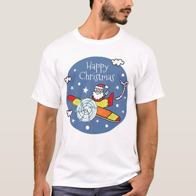 Camiseta Avião Pai Natal Personalizado Papai Noel (Frente)