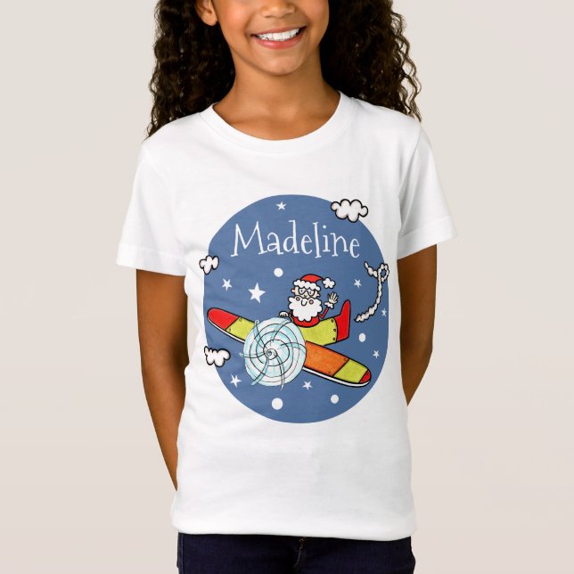 Camiseta Avião Pai Natal Personalizado Papai Noel (Frente)