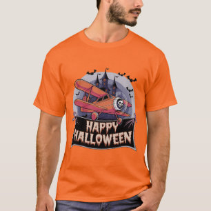 Camiseta Avião sobrevoando faixa feliz do halloween