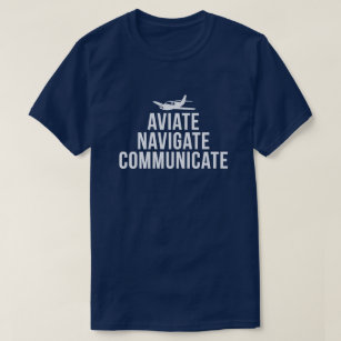 Camiseta Aviate, navega, comunica o piloto