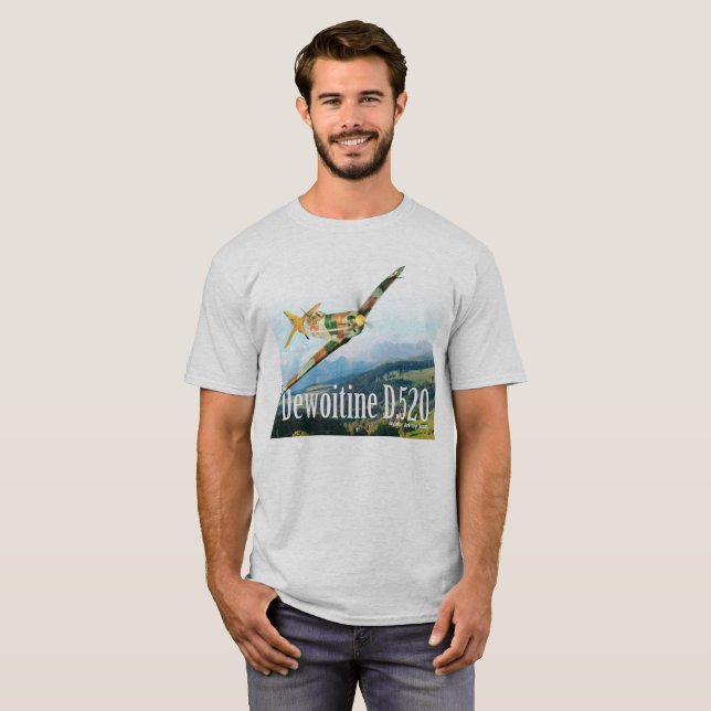 Camiseta Aviation Art T-shirt “Dewoitine D.520" (Frente Completa)
