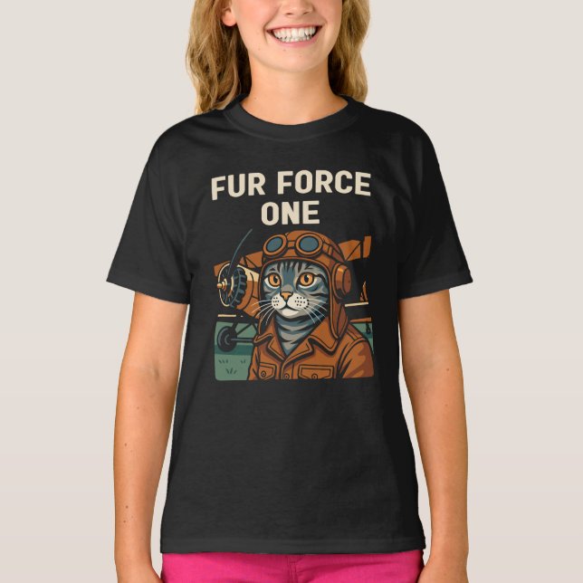 Camiseta Aviator Cat Voando Comandante Felino (Frente)