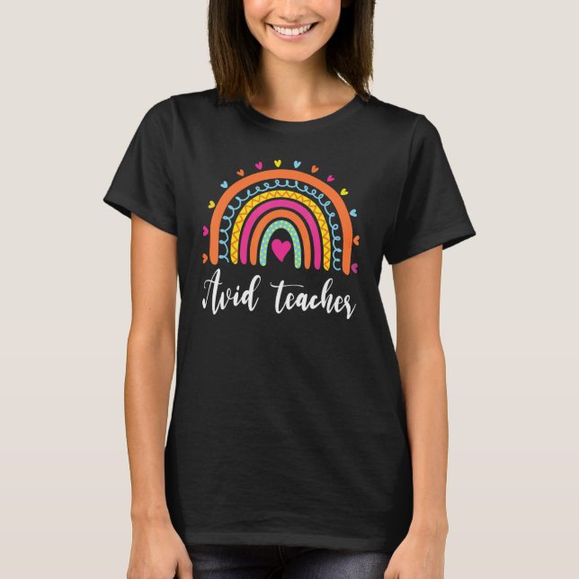 Camiseta AVID Teacher  Boho Rainbow Back To School Apprecia (Frente)