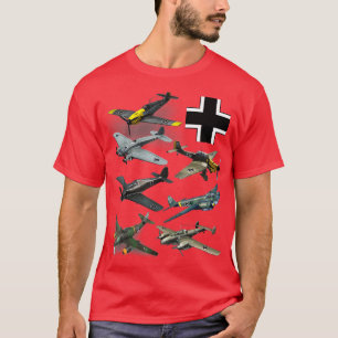 Camiseta Aviões de guerra alemães WW2 JU87 Stuka Bf 109 ME 