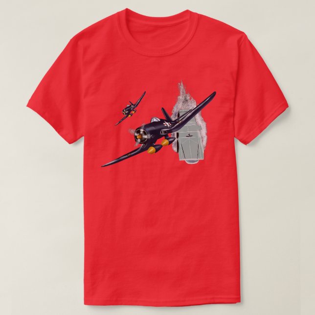 Camiseta Aviões WW2 Aviões de guerra Aves F4U Aeronaves Cor (Frente do Design)