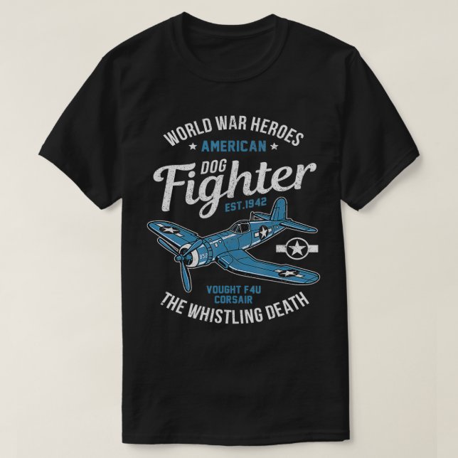 Camiseta Aviões WW2 Aviões Varões Aviões F4U Corsair1 (Frente do Design)