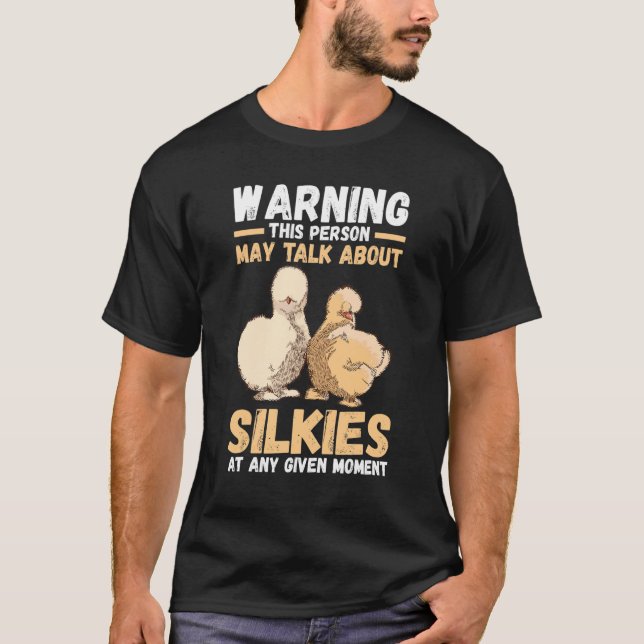 Camiseta Aviso A Esta Pessoa Pode Falar Sobre Galinhas Silk (Frente)