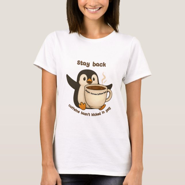 Camiseta Aviso ao Café Pinguim (Frente)