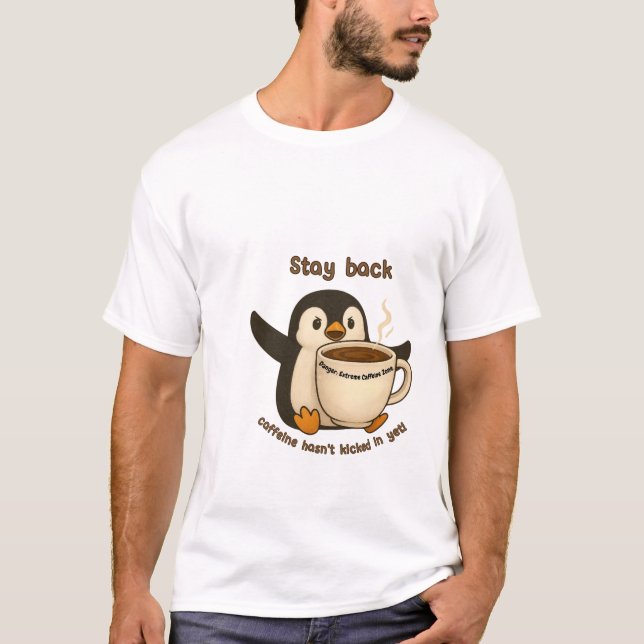 Camiseta Aviso ao Café Pinguim (Frente)