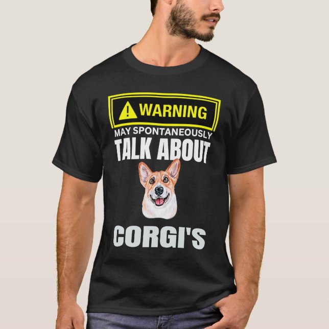 Camiseta Aviso Bonito Pode Falar Espontaneamente Sobre Corg (Frente)