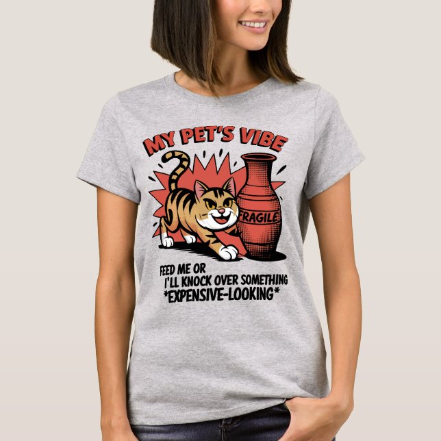 Camiseta Aviso de Atitude de Gato Sassy (Frente)
