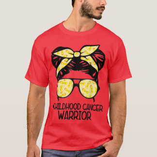 Camiseta Aviso de Cancer de Fita Amarela do ZqxJ Messy Bun