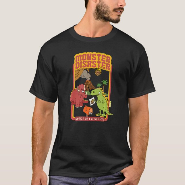 Camiseta Aviso De Desastre De Monstro Sobre A Extinção Do D (Frente)
