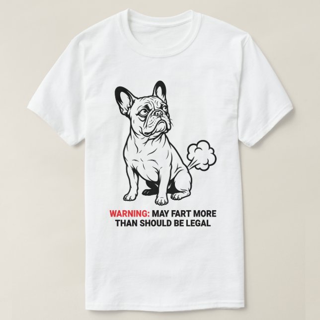 Camiseta Aviso de Flatulência de Bulldog Francês (Frente do Design)