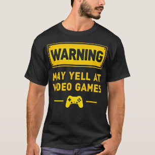 Camiseta Aviso de Nerd de Jogos Pode Gritar Com Jogos de Ví