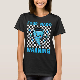 Camiseta Aviso de quatro nado aniversário de 4 anos criança