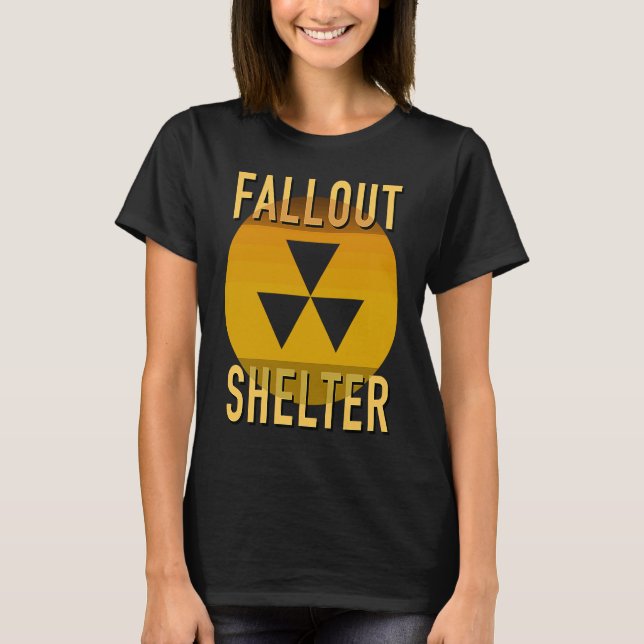 Camiseta Aviso de queda de radiação nuclear Encontre abrigo (Frente)