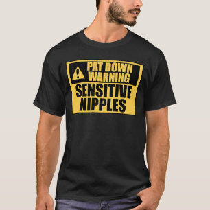 Camiseta Aviso de Revista Sensíveis Mamilos Divertido Aerop