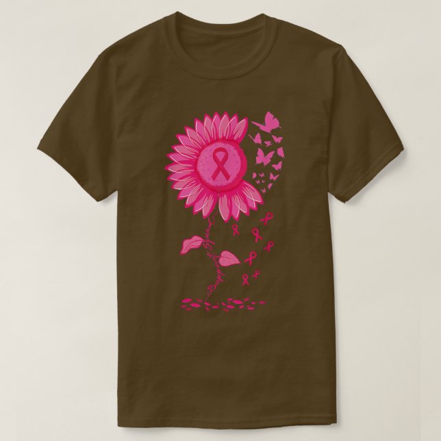 Camiseta Aviso de Sensibilização do Cancer de Fita Rosa de  (Frente do Design)