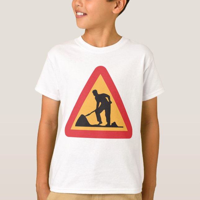 Camiseta Aviso de Zona de Construção de Sinalização de Rodo (Frente)