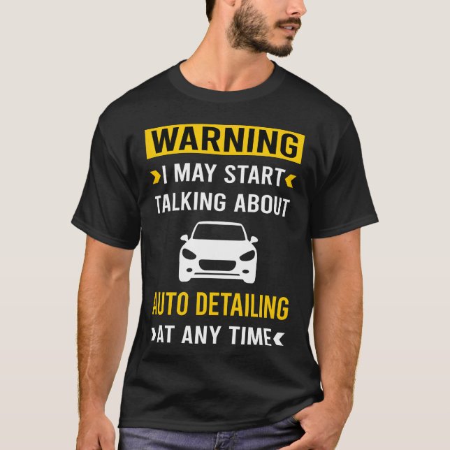 Camiseta Aviso Detalhamento Automático de Carros Detalhe De (Frente)