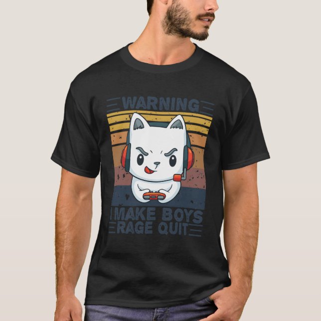 Camiseta Aviso Eu Faço Rapazes Rage Sair do Jogo Gamer Gir (Frente)