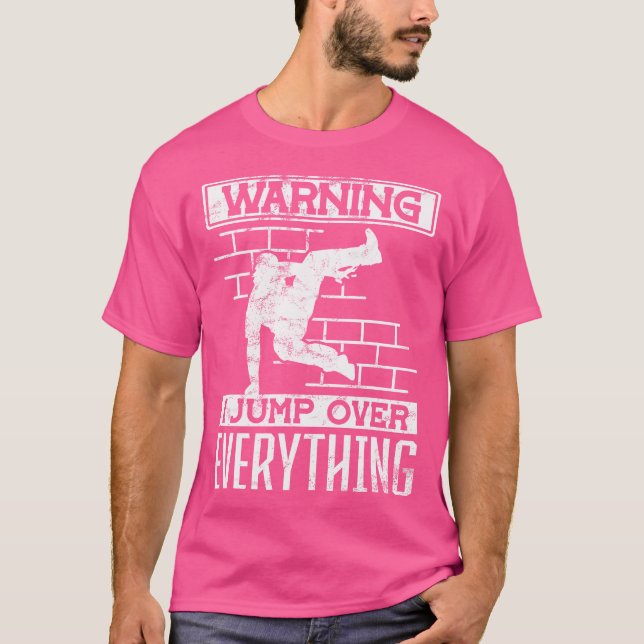 Camiseta Aviso Eu Pulo Tudo Parkour (Frente)