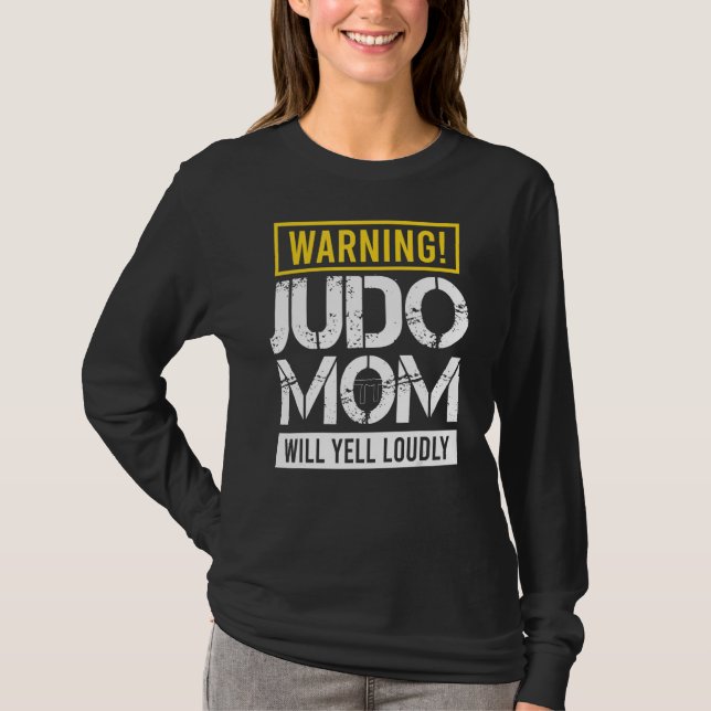 Camiseta Aviso Judo Mãe Gritará Loucamente Ninja (Frente)