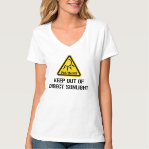 Camiseta AVISO - mantenha fora da luz solar direta