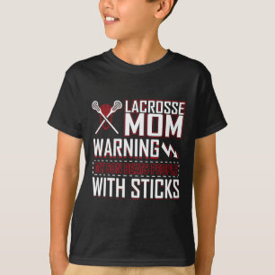 Camiseta Aviso Meu Filho Bate nas Pessoas com Paus Lacrosse