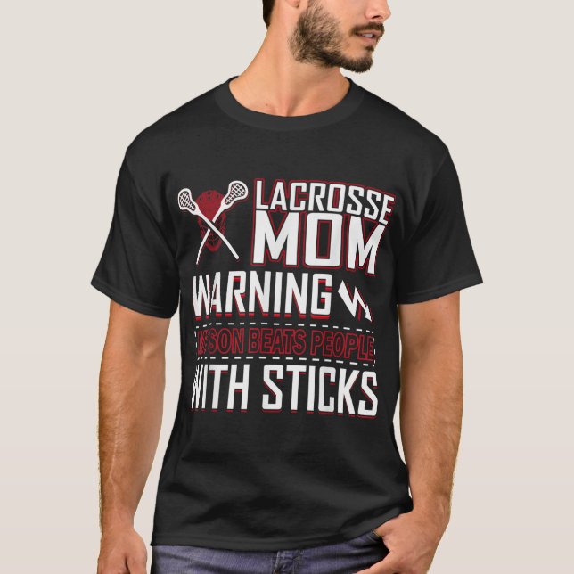 Camiseta Aviso Meu Filho Bate Pessoas Com Sticks Lacrosse M (Frente)