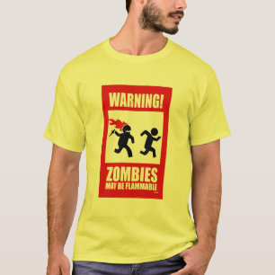 Camiseta Aviso: Os zombis são inflamáveis