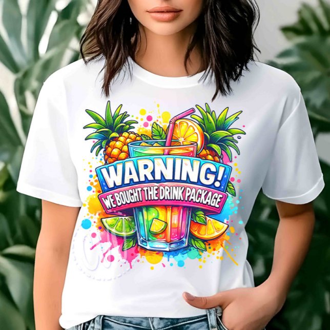 Camiseta Aviso Personalizado Compramos o Pacote de Bebidas  (Criador carregado)