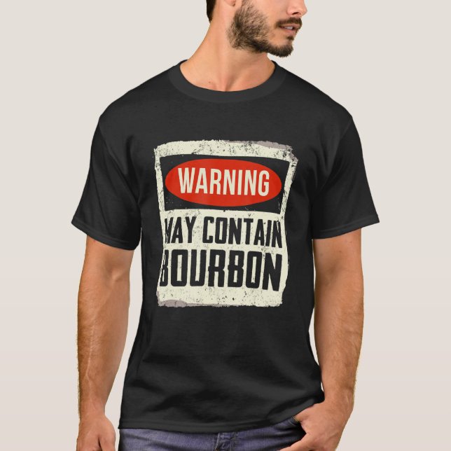 Camiseta Aviso Pode Conter Vintage Bourbon (Frente)