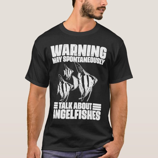 Camiseta Aviso Pode Falar Espontaneamente Sobre Angelfish K (Frente)