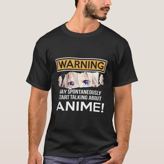 Camiseta Aviso Pode Falar Espontaneamente Sobre Anime Ga (Frente)