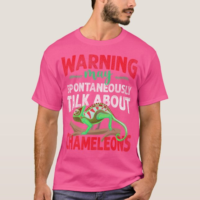 Camiseta Aviso Pode Falar Espontaneamente Sobre Camaleões (Frente)