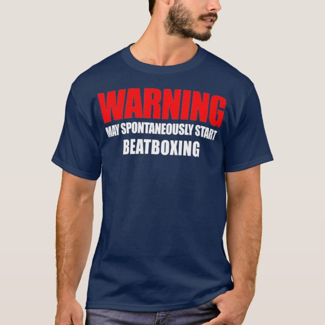 Camiseta AVISO Pode Iniciar Beatboxing Espontaneamente (Frente)