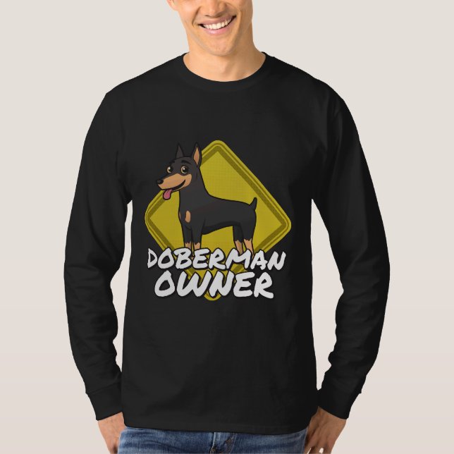 Camiseta Aviso Proprietário do Doberman 543 (Frente)