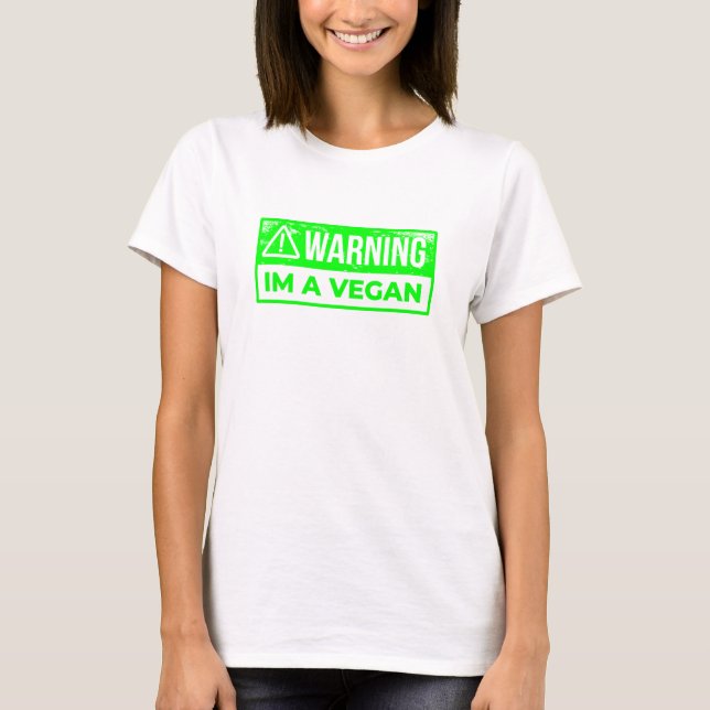 Camiseta aviso que sou vegetariano vegano (Frente)