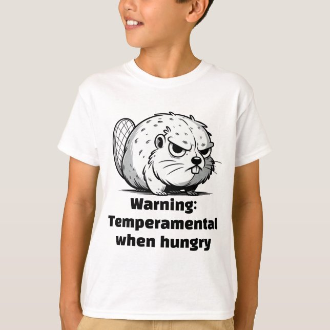 Camiseta "Aviso: Temperatura quando está com fome" (Frente)