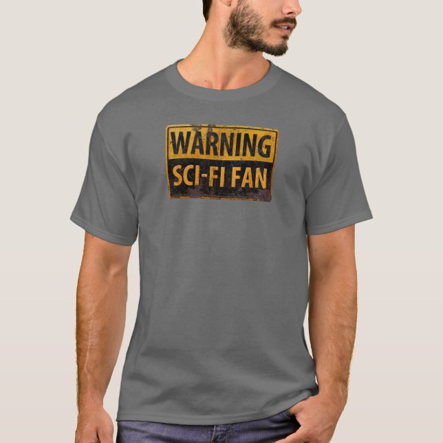 Camiseta AVISO Ventilador SCI-FI - Sinal de precaução contr (Frente)